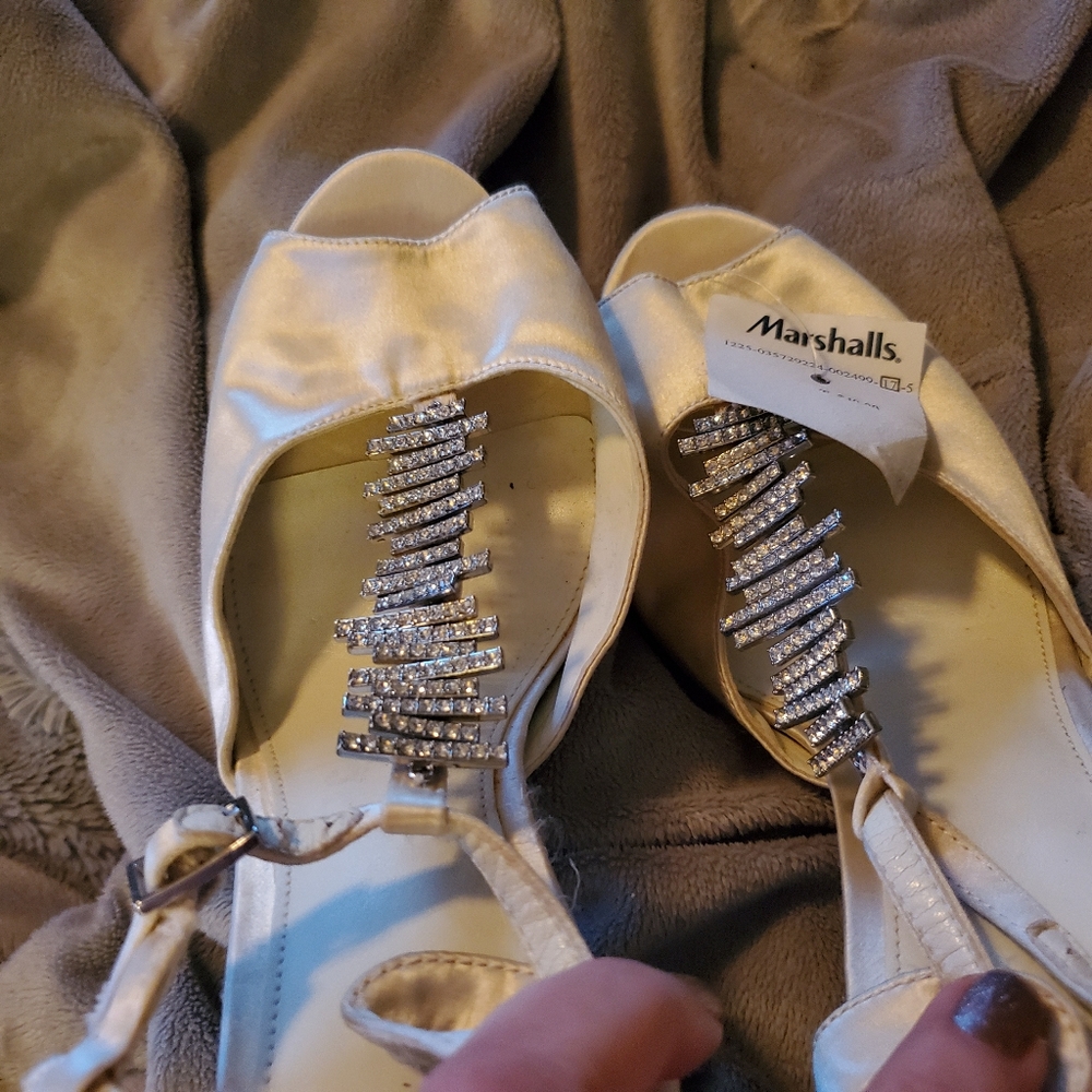 Calvin Klein New Satin & Rhinestone Heels